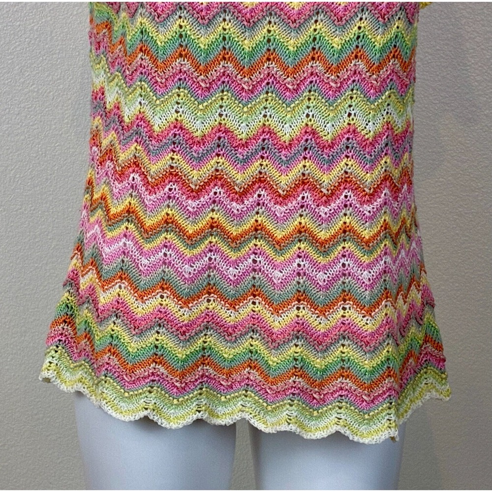 Vintage Sigrid Olsen Rainbow Chevron Crochet Sweater Size L Festival Fairy Twee - Picture 3 of 16